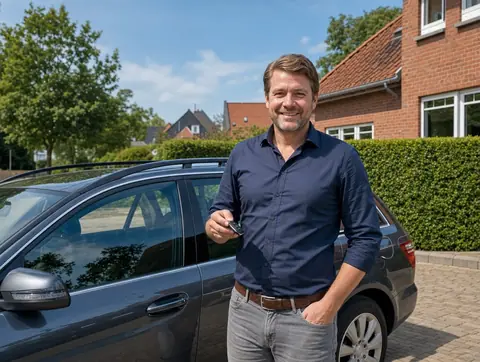 Verkäufer aus Husum mit dem verkauften Fahrzeug